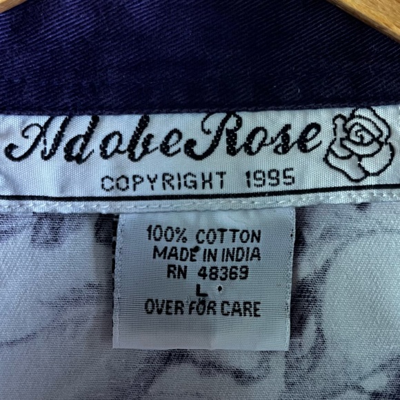 Vintage Adobe Rose 1995 Shirt Womens Large Western Horses Allover Print Purple - Picture 6 of 16